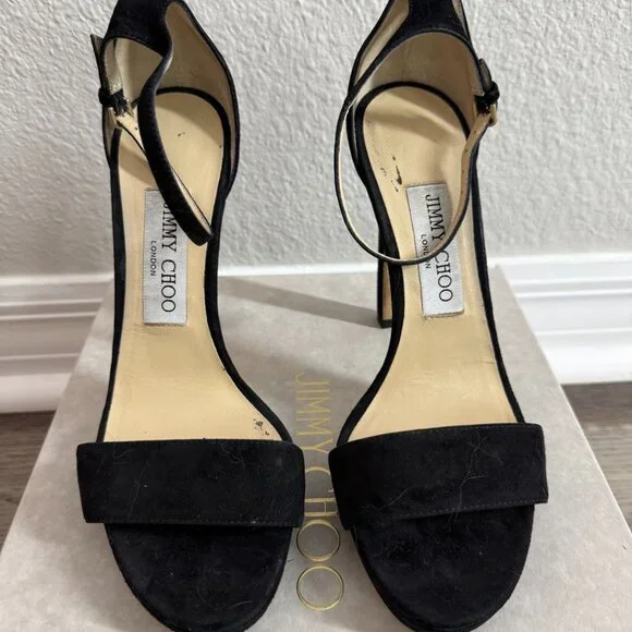 Jimmy Choo Misty 120 Suede Sandals Black